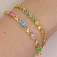 Gold pastel oval link bracelet