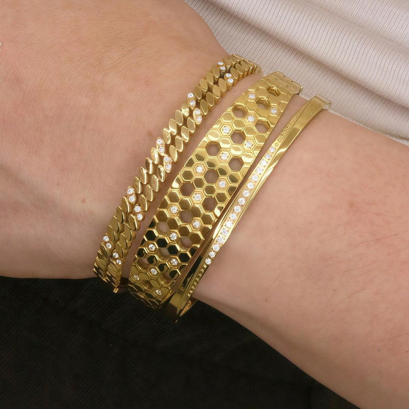 HONYCOMB HEXAGON CRYSTAL BANGLE BRACELET