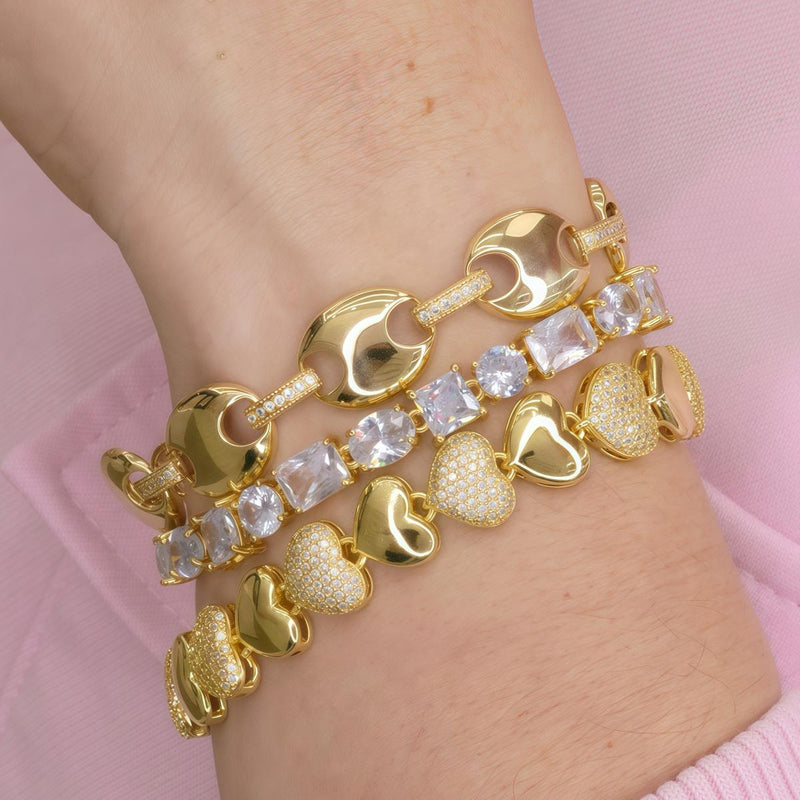 GG link bracelet with pavé line
