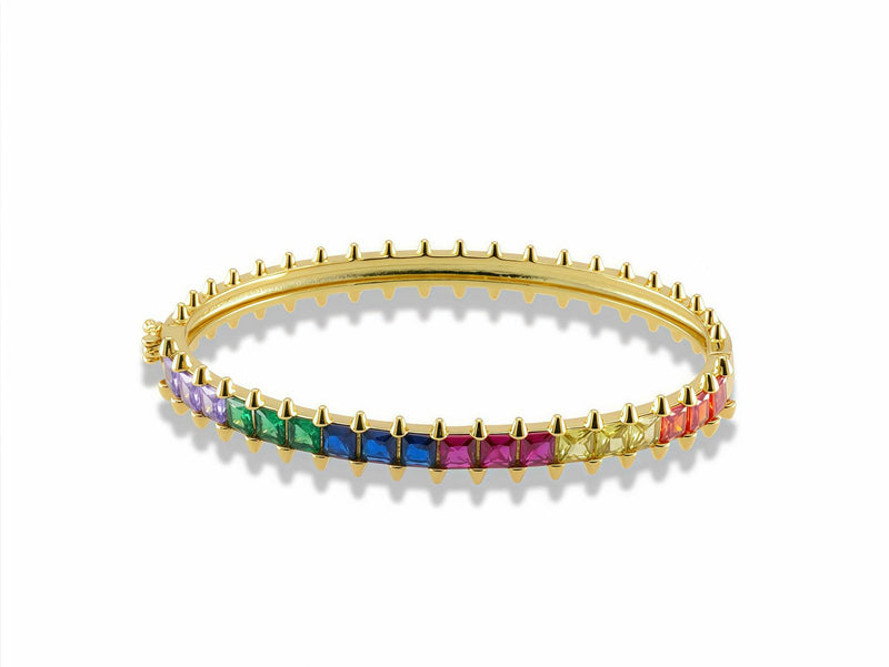 Spike Edge Bangle Bracelet with CZ Design