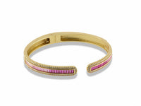 Ombré Baguette CZ Open Cuff Bangle Bracelet