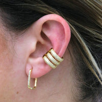 Gold Triple Pavé Ear Cuff
