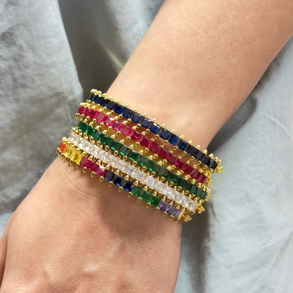 Spike Edge Bangle Bracelet with CZ Design