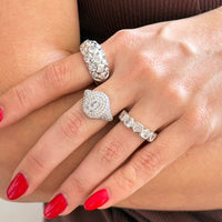 Bezel-Set Heart Zirconia Adjustable Ring – Gold & Silver
