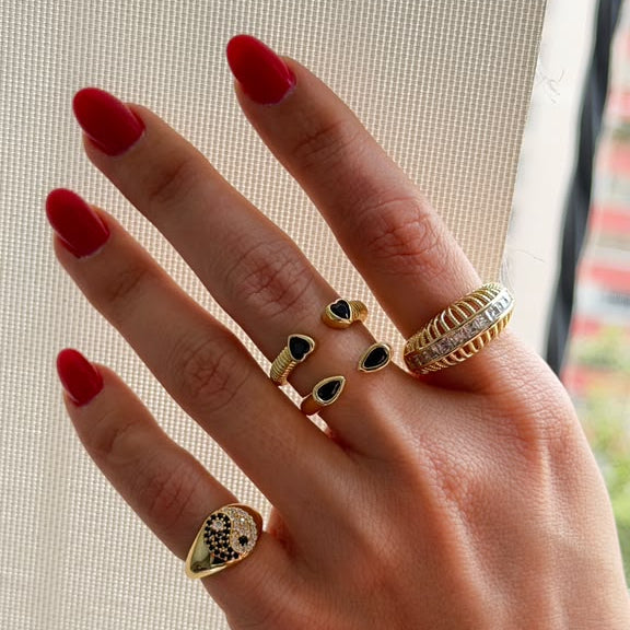 Yin Yang Adjustable Pinky Ring – Gold & Silver