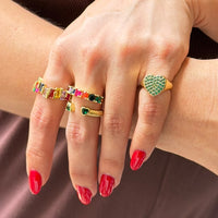Heart Pavé Signet Adjustable Pinky Ring