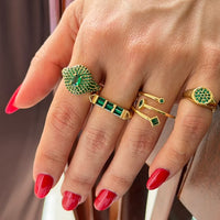 Oval Center Pavé Zirconia Adjustable Statement Ring