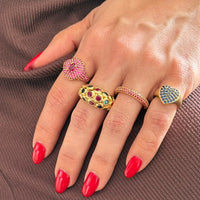 Heart Pavé Signet Adjustable Pinky Ring