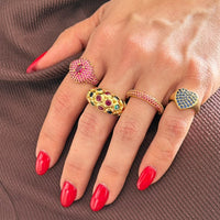 Oval Center Pavé Zirconia Adjustable Statement Ring