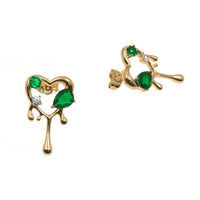 ROMANTIC DRIPPING HEART GOLD EARRING